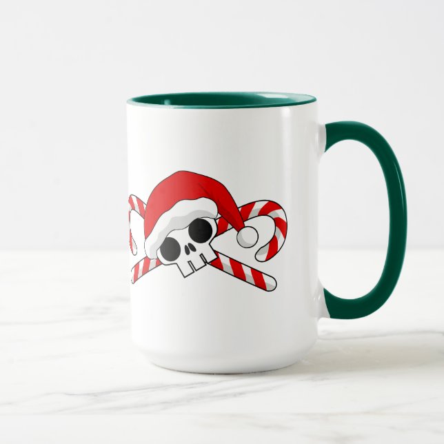 Cute Santa Skull with Candy Canes Mug (Right)