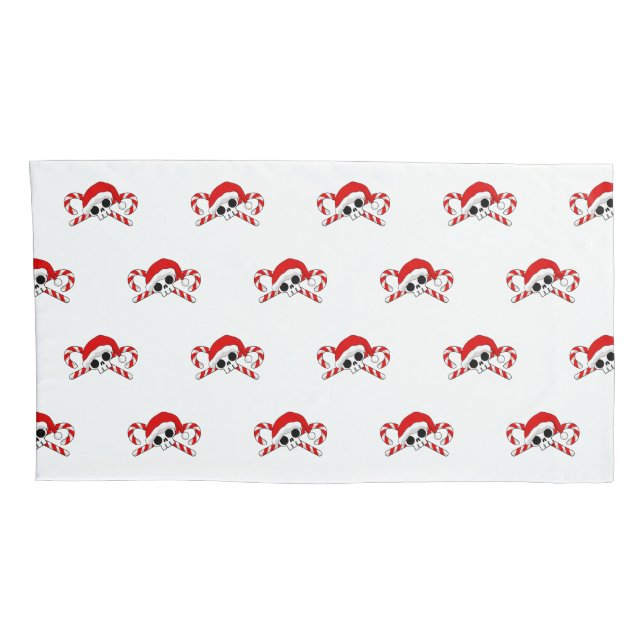 Cute Santa Skull with Candy Canes Pillow Case (Back-Right)