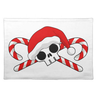 Cute Santa Skull with Candy Canes Placemat