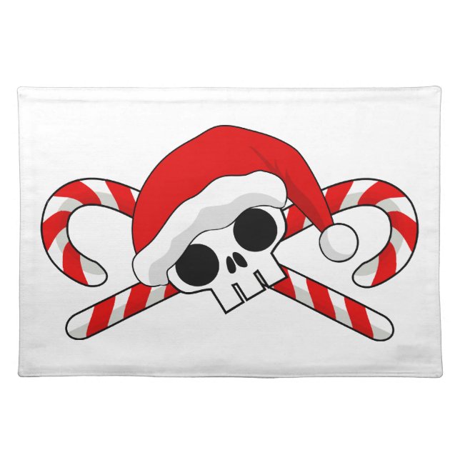 Cute Santa Skull with Candy Canes Placemat (Front)