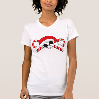 Cute Santa Skull with Candy Canes T-Shirt