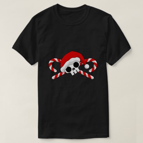 Cute Santa Skull with Candy Canes T_Shirt