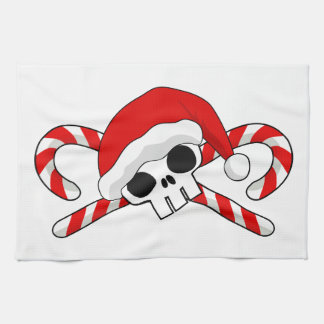 Cute Santa Skull with Candy Canes Towel