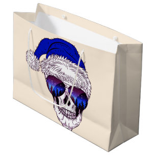 Cute Santa Skull with sunglass Large Gift Bag
