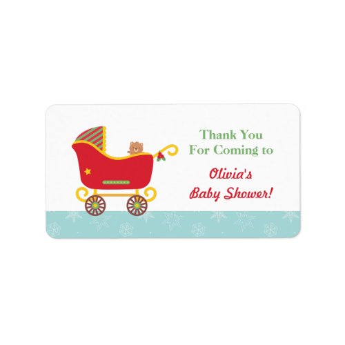 Cute Santa Sleigh Baby Stroller Thank You Labels