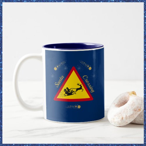 Cute Santa Sleigh Crossing Ceramic  Two_Tone Coffe Two_Tone Coffee Mug