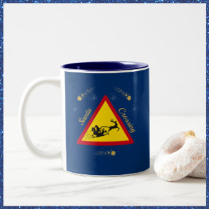 Cute Santa Sleigh  Two-Tone Coffee Mug