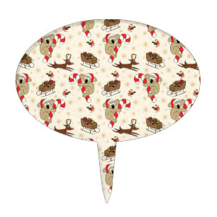 Cute Santa Sloth Happy Holidays Cake Topper