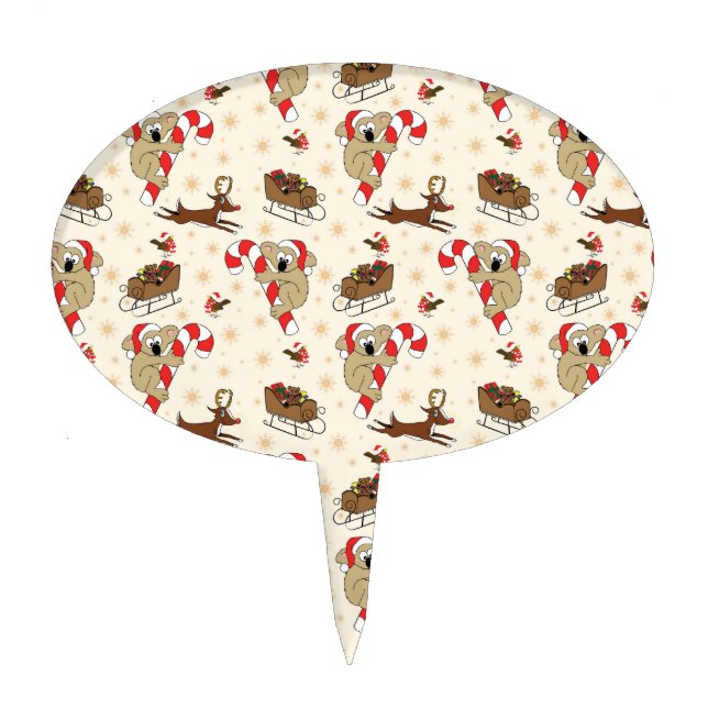 Cute Santa Sloth Happy Holidays Cake Topper (Front)