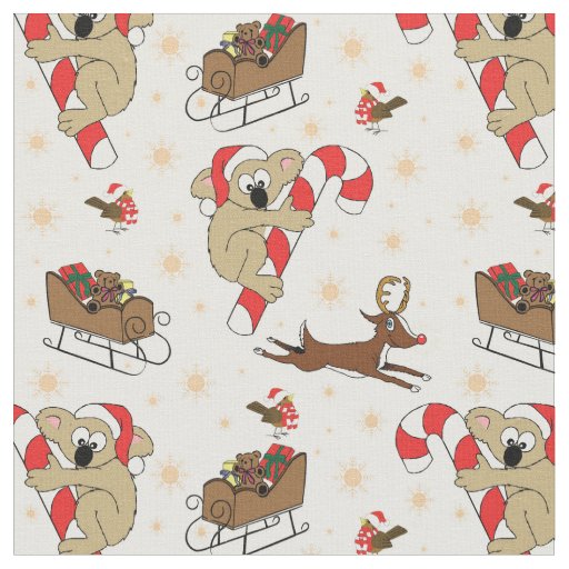 Cute Santa Sloth Happy Holidays Fabric