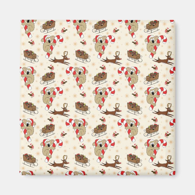 Cute Santa Sloth Happy Holidays Magnet (Front)