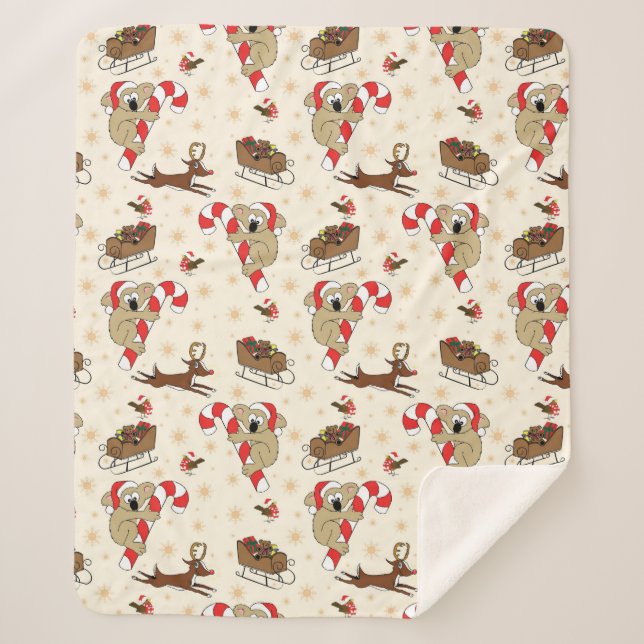 Cute Santa Sloth Happy Holidays Sherpa Blanket (Front)