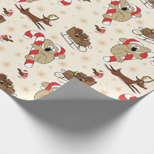 Cute Santa Sloth Happy Holidays Wrapping Paper