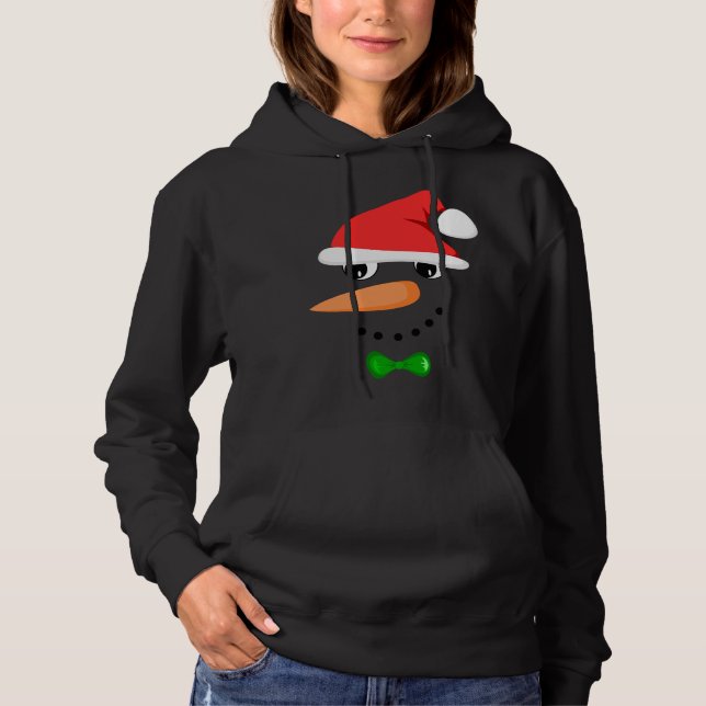 Cute Santa Snowman Face Funny Christmas Snowman Co Hoodie (Front)