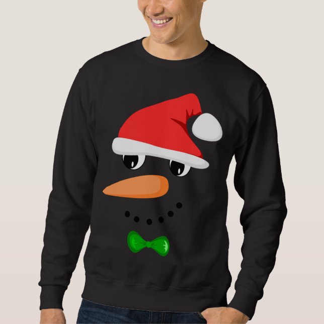 Cute Santa Snowman Face Funny Christmas Snowman Co Sweatshirt (Front)