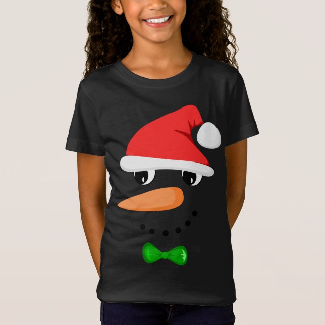 Cute Santa Snowman Face Funny Christmas Snowman Co T-Shirt (Front)