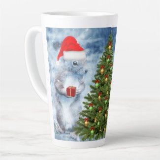 Cute Santa Squirrel with Christmas Tree Holiday 
