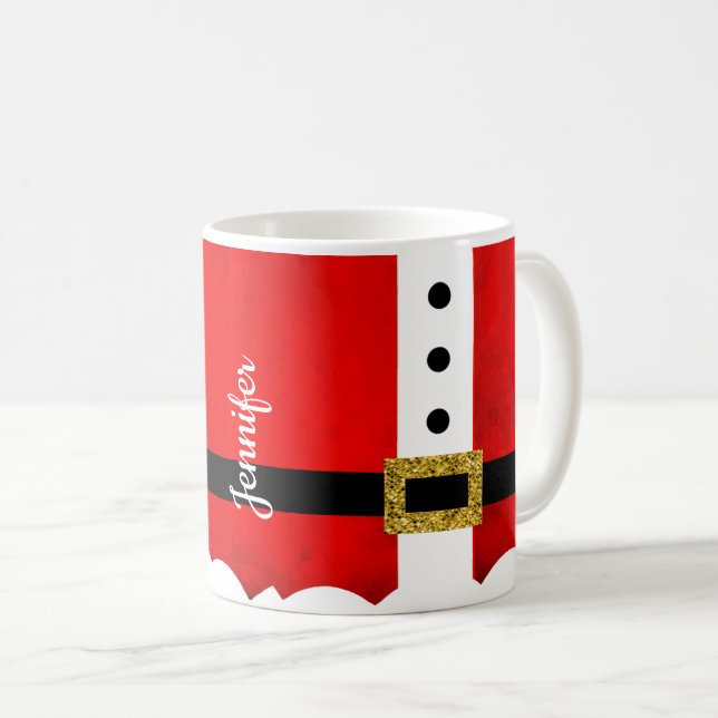 Cute Santa Suit Personalized Christmas Mug (Front Right)
