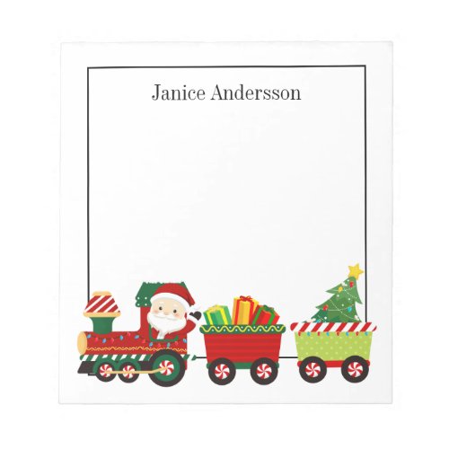 Cute Santa Train Gifts Christmas Tree Name Notepad