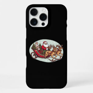 Cute Santa Traveling with Train pulled by the rein iPhone 16 Pro Max Case