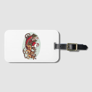 Cute Santa Traveling with Train pulled by the rein Luggage Tag