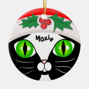 Cute Santa Tuxedo Cat Christmas Ornament