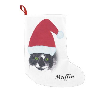 Cute Santa Tuxedo Cat Christmas Stockings