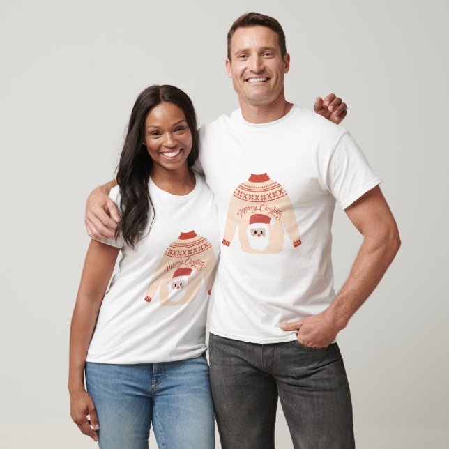 Cute Santa Unisex White Christmas Jumper T-shirt (Unisex)