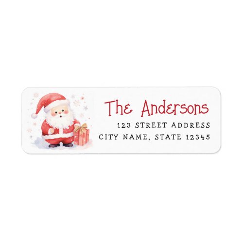 Cute Santa watercolor illustration return address Label