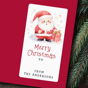Cute Santa watercolor illustration to from gift Label