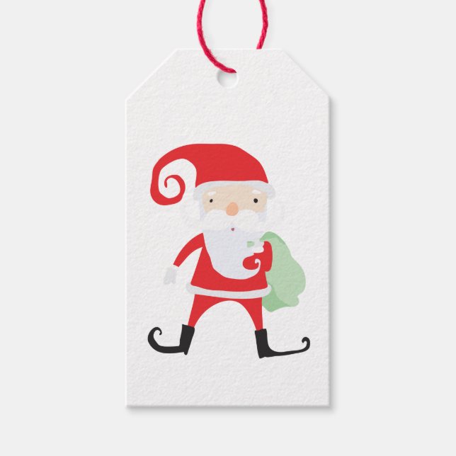 Cute Santa with Bag Gift Tags (Front)