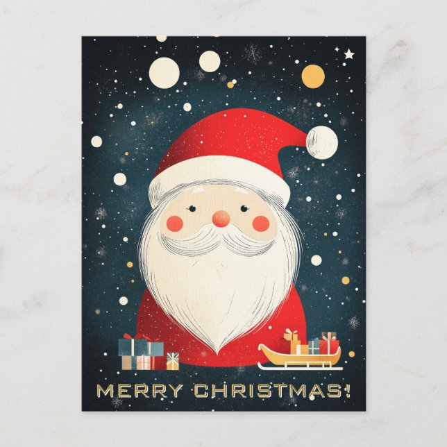 Cute Santa with Gift Boxes Postcard (Front)
