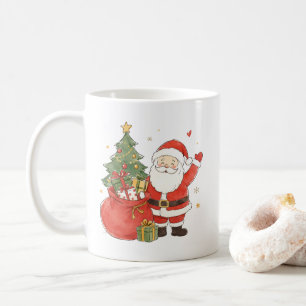 Cute Santa with Gift Sack for Classic Christmas Coffee Mug