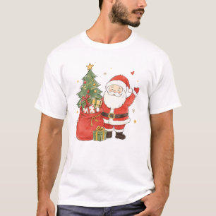 Cute Santa with Gift Sack for Classic Christmas T-Shirt