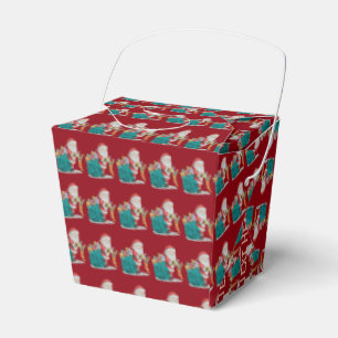 cute santa with gifts and toys in sack christmas favor boxes