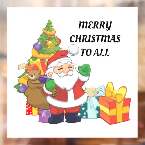 Cute Santa With Gifts Window Cling