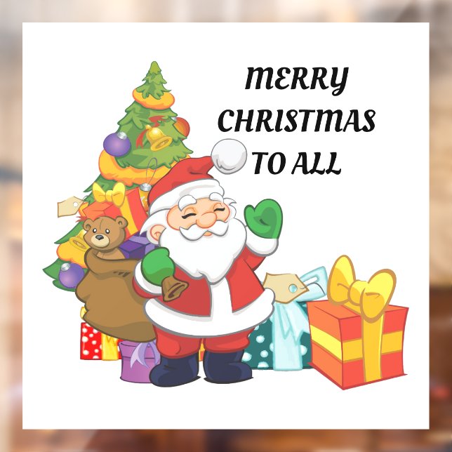 Cute Santa With Gifts Window Cling (Sheet 2)