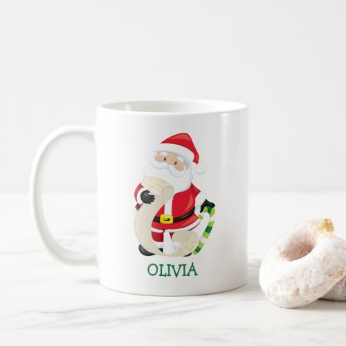 Cute Santa With List Personalized Christmas Mug