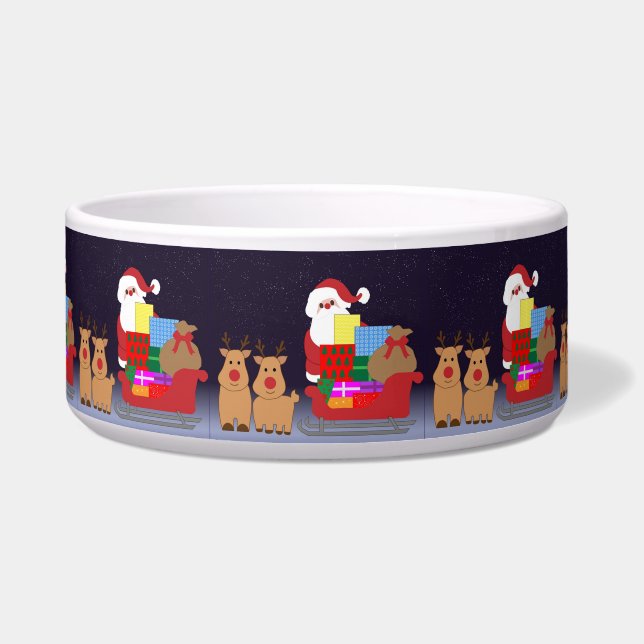 Cute Santa With Reindeer Bowl (Front)