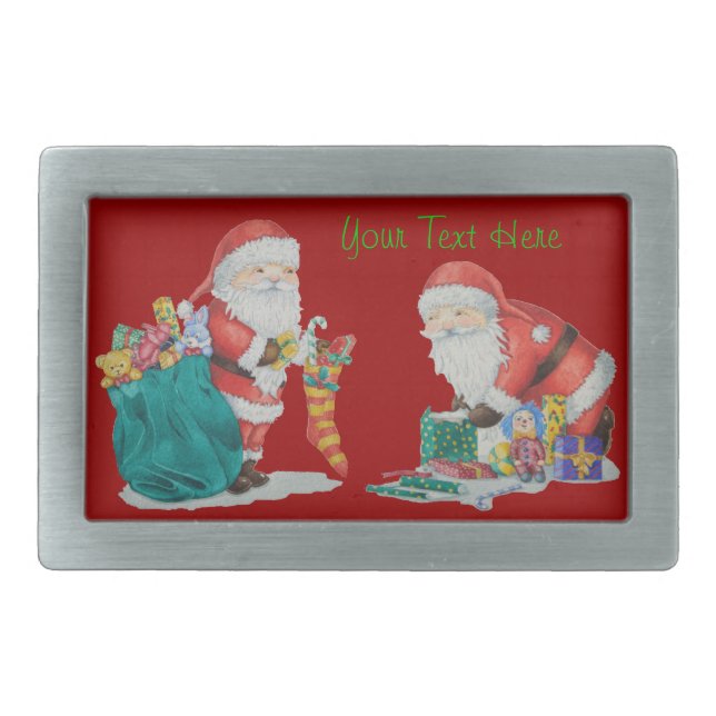 cute santa with sack getting ready for christmas belt buckle (Front)