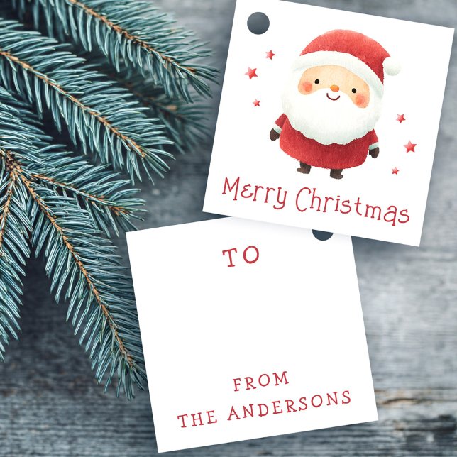Cute Santa with stars Merry Christmas gift or Favor Tags (Cute Santa with stars Merry Christmas gift or Favor Tags)