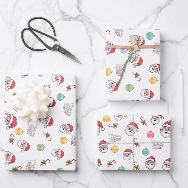 cute santa  wrapping paper sheets (Front)