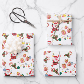 Cute santa wrapping paper sheets