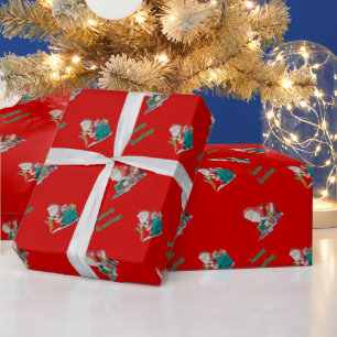 Cute santa wrapping presants for Christmas Paper