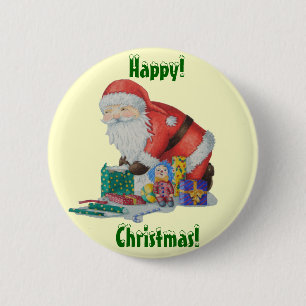 Cute santa wrapping toys gifts christmas button