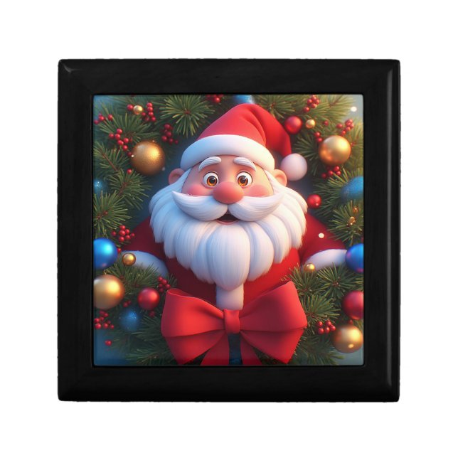 🎄 Cute Santa Wreath Christmas Lights Holiday Gift Box (Front)
