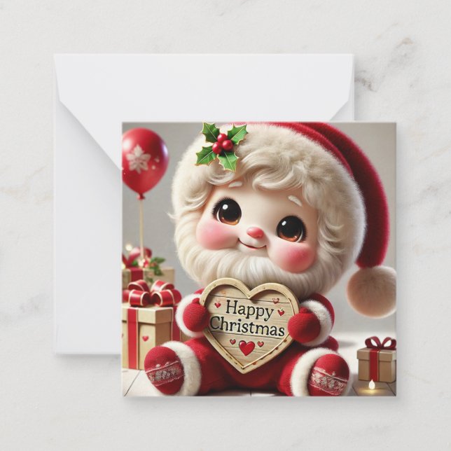 Cute Santa's Christmas Greeting Note Card (Front)