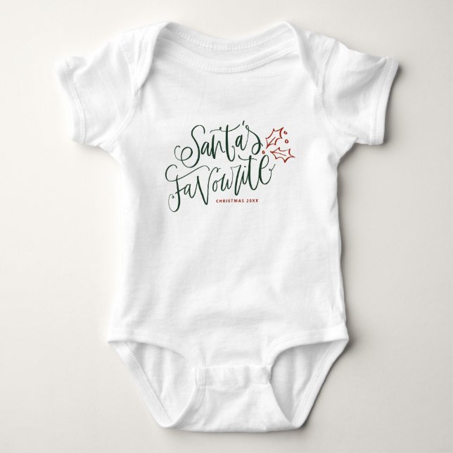 Cute Santa's Favorite Christmas Lettering Baby Bodysuit (Front)