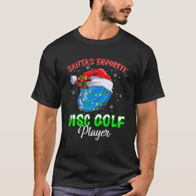 Cute Santa's Favorite Disk Golf Player Fun T-Shirt (Front)