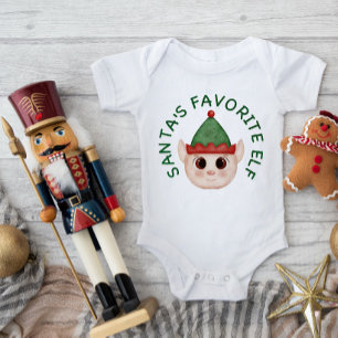 Cute Santa's Favorite Elf Christmas Baby Bodysuit